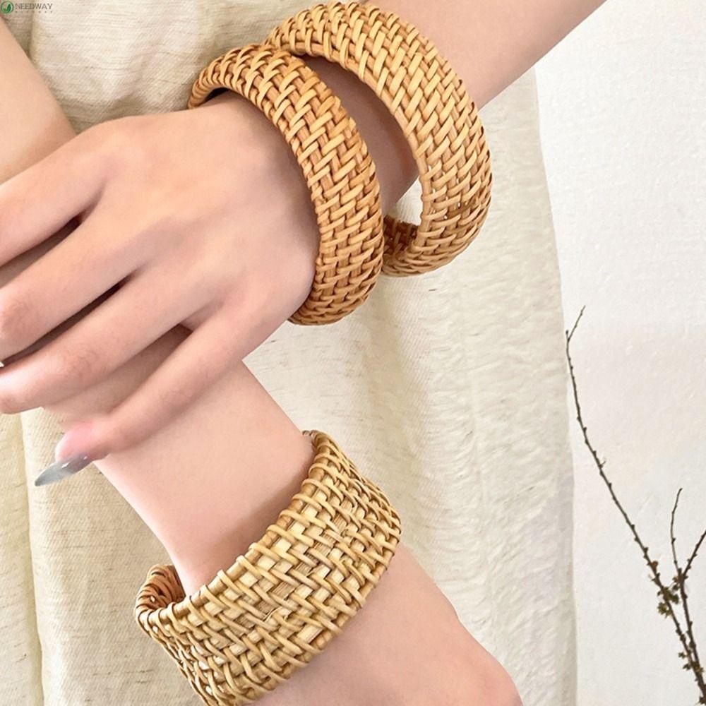 สร้อยข้อมือหวายทอ สไตล์ชาติพันธุ์ ออกแบบสำหรับวันหยุด ทรงโบฮีเมียน