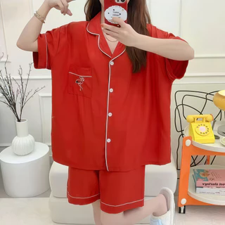 SLEEPWEAR FACTORY ชุดนอนสาวพลัสไซส์ ชุดนอนโอเวอร์ไซส์ ชุดนอนของผู้หญิง 🦩☄ โอเวอร์ไซส์ รอบอก 50 นิ้ว W235