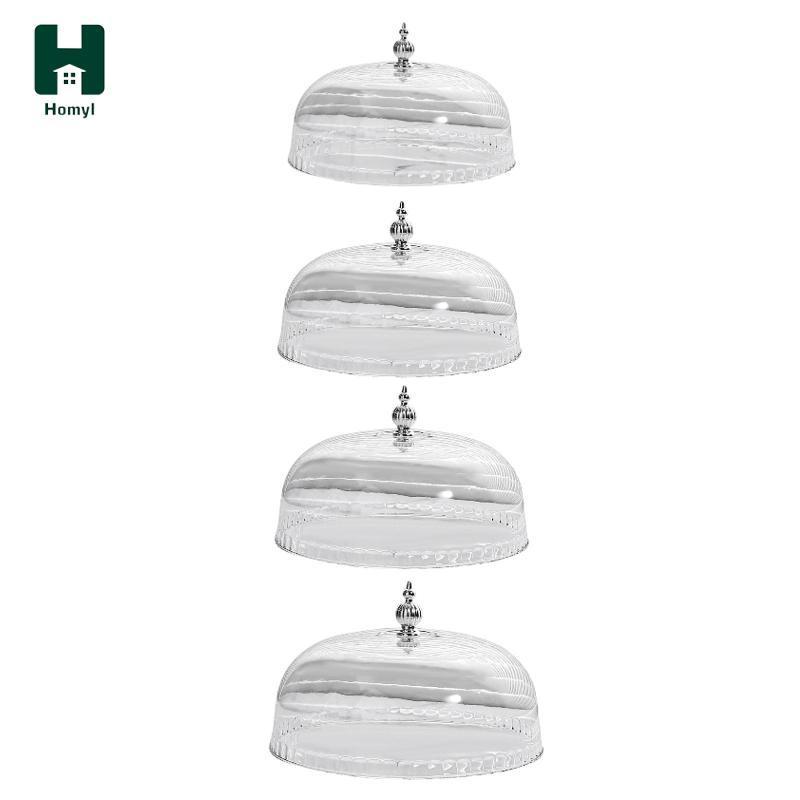 Homyl เค้กโปร่งใส Cloche โดมพลาสติกเค้กฝาครอบรอบฝาปิด Platter Pastry Display สําหรับงานแต่งงาน