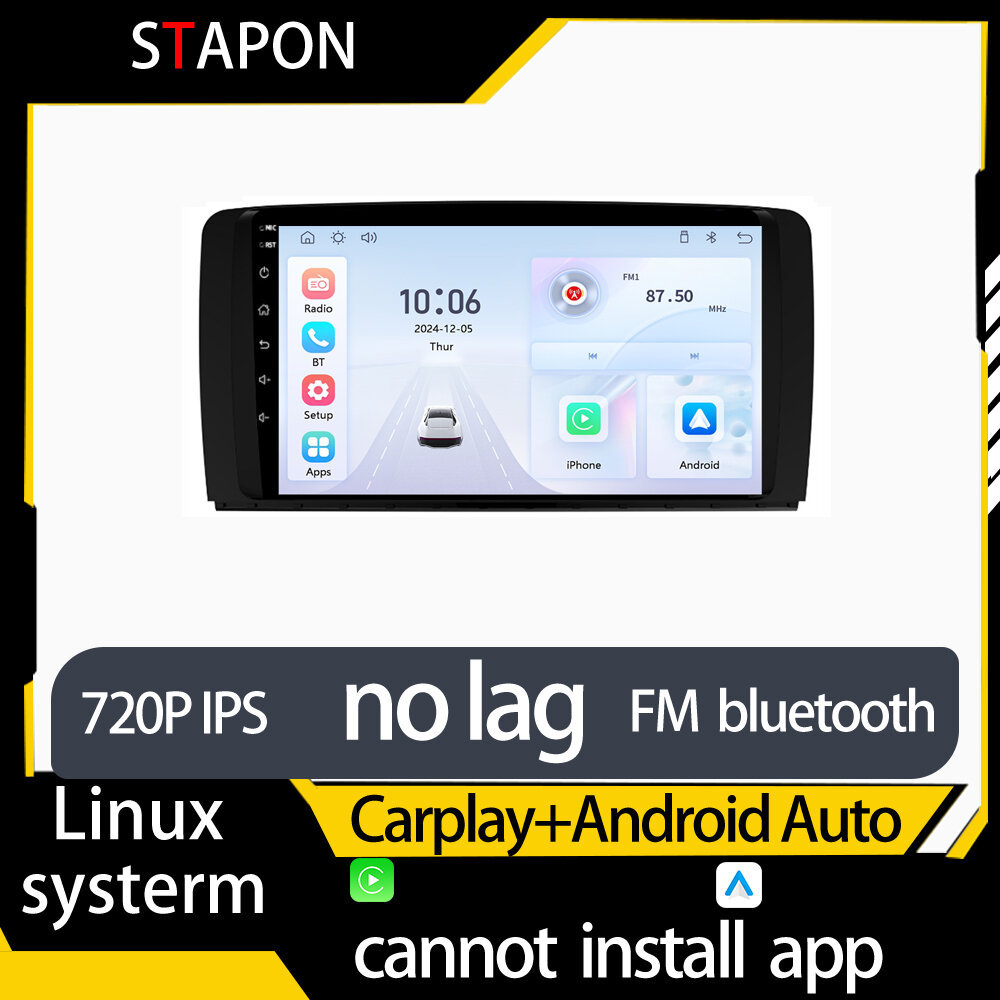 STAPON 9 นิ้วสําหรับ benz w251 linux mp5 พร้อม carplay android auto fm 1280x720p ips หน้าจอ mirror l