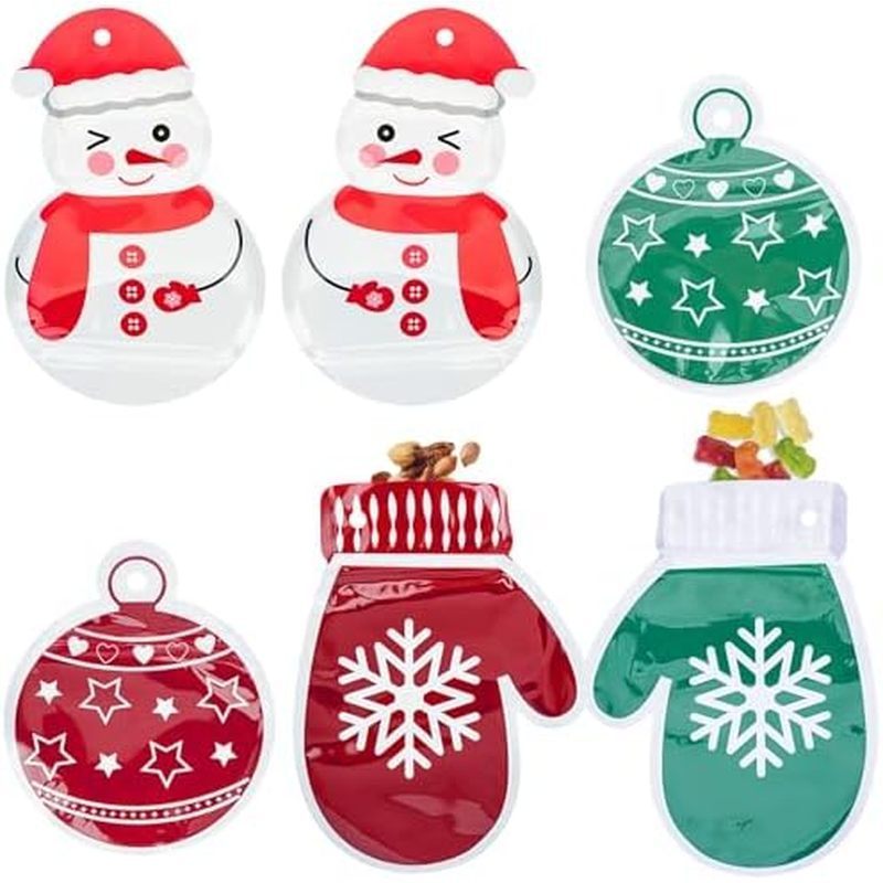 CAIRIAC Christmas Treat Bags, Mylar S Christmas Goodie Bag, อุปกรณ์ห่อของขวัญ Party Favor (3 สไตล์, 