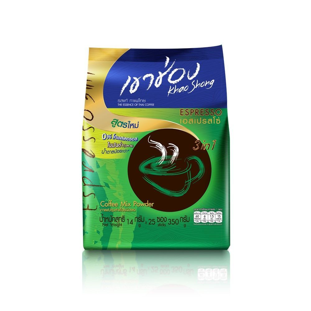 [สินค้าส่งด่วน] เขาช่อง คอฟฟี่ 3อิน1 เอสเปรสโซ่ 14กX25ซ KHAO SHONG ESPRESSO COFFEE 3IN1 14GX25S