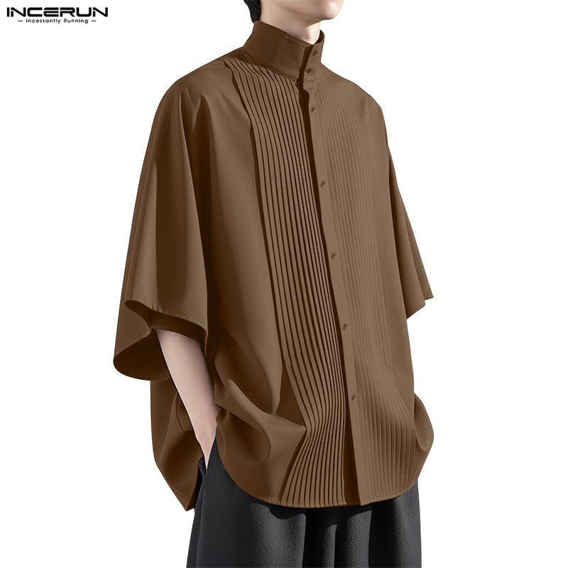เสื้อยืดแขนสามส่วนสำหรับผู้ชาย สไตล์เกาหลี ทรงหลวม สบายตัว