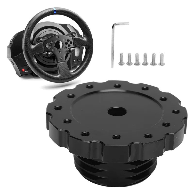 Racing พวงมาลัยอะแดปเตอร์สีดําอลูมิเนียมที่แม่นยําสําหรับ Thrustmaster T300 T500 PCD 73 มม.พวงมาลัย 