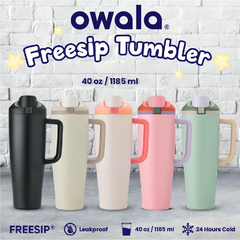 Owala FreeSip Tumbler 40oz ของแท้ USA | ฝากดไบล็อค กันน้ำรั่ว 100% ใช้งานง่าย พร้อมส่ง