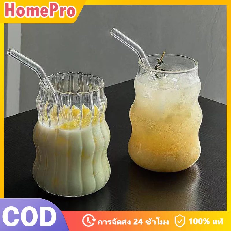 HOME ถ้วยแก้วใสประณีตแก้วทนความร้อนชาน้ําผลไม้นมแก้วกาแฟแก้วน้ําลายแก้ว Drinkware