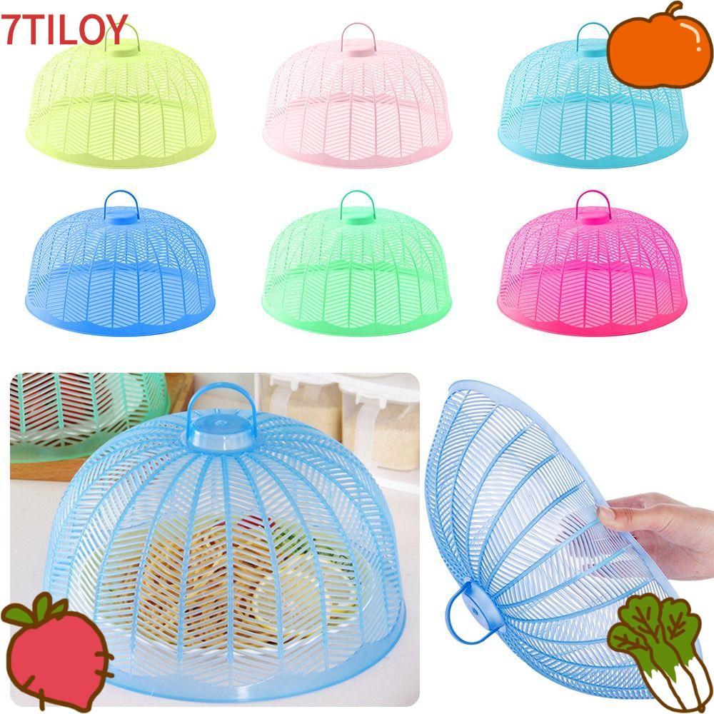 7TILOYSHOP ฝาครอบผัก, ฝาครอบอาหารทรงกลมกันฝุ่น, แบบพกพาระบายอากาศป้องกันยุง Fly ตาข่ายพลาสติกกรง Home Kitchen