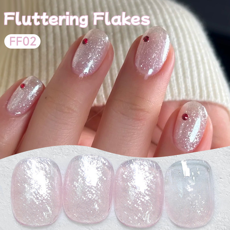 UR SUGAR Jelly สีชมพู Fluttering Flakes เจลเล็บอุปกรณ์เคลือบเงากึ่งถาวร Soak Off UV LED เล็บเล็บ 15ml