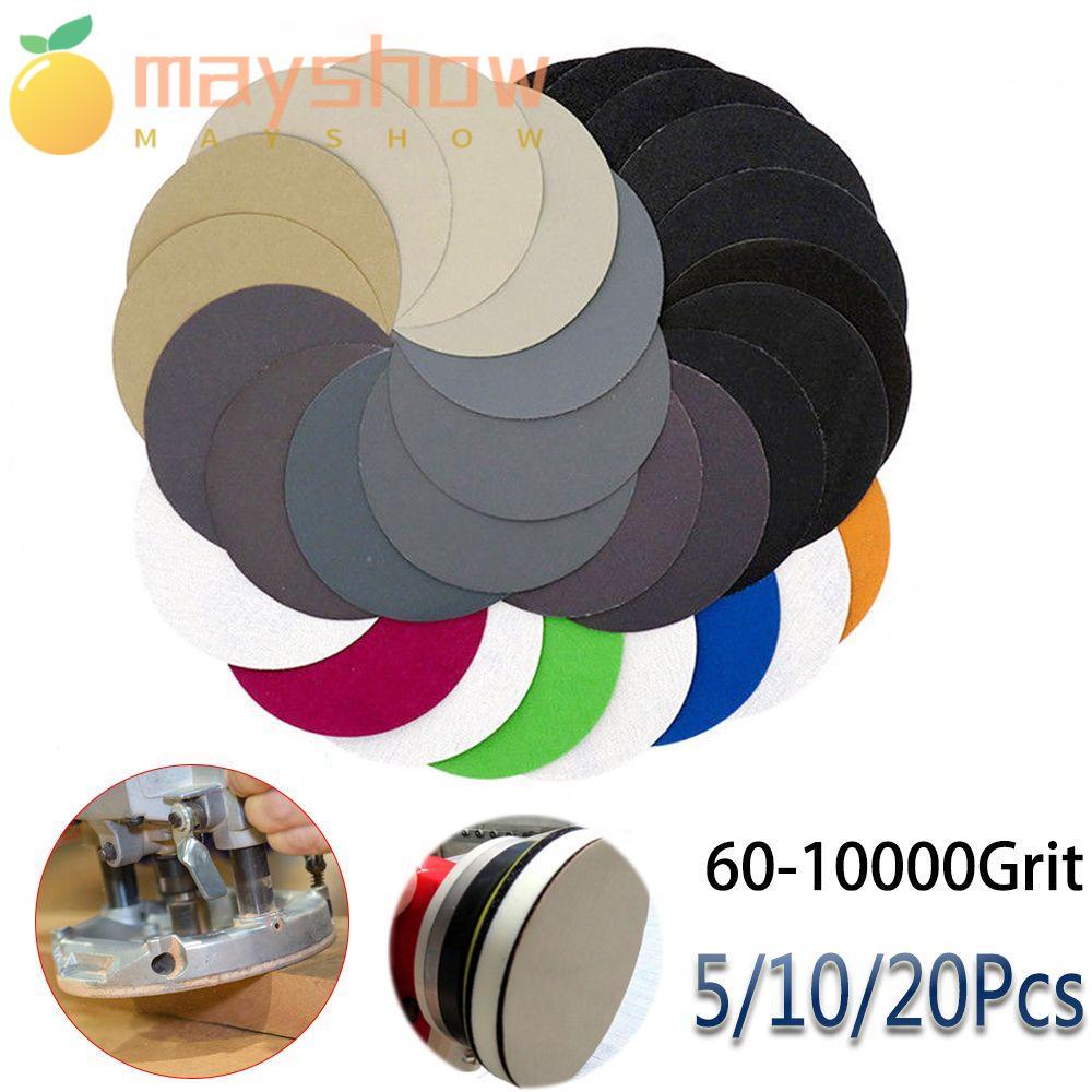 MAYSHOW 5/10/20 ชิ้นแผ่นขัดเปียกหรือแห้งพร้อมห่วงรอบ 60 - 10000 Grit