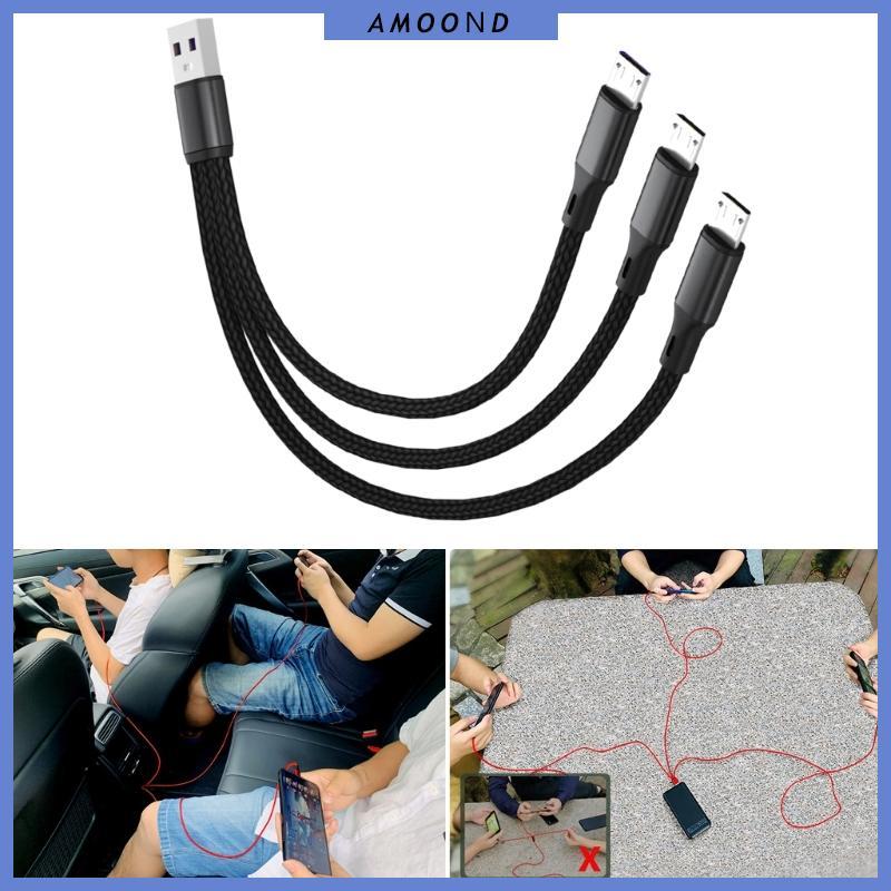 AMOOND 3 in 1 USB 2 0 USB-A Male to 3 Micro USB Charger Cable 20cm 120cm สําหรับสามอุปกรณ์ชาร์จพร้อม