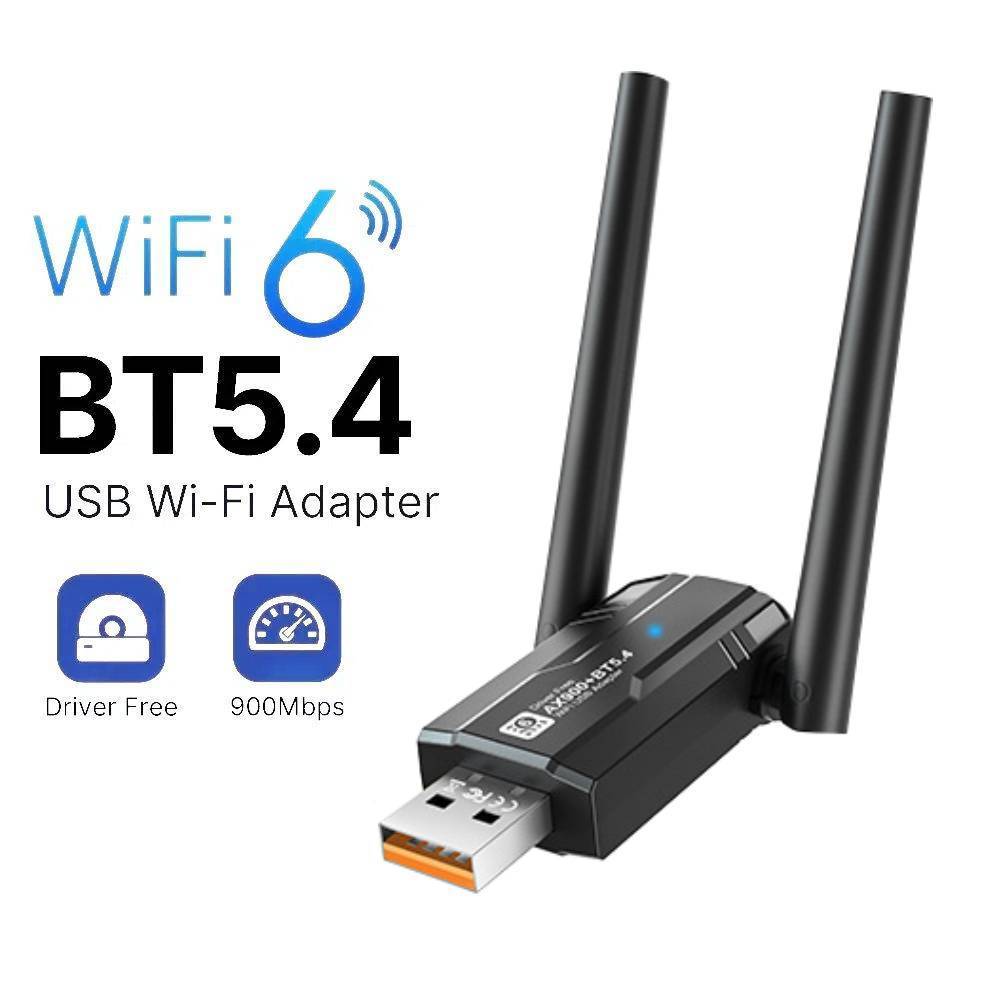 การ์ดเน็ตไร้สาย Wi-Fi 6 แบบสองย่านความถี่ Driver-free ตัวรับสัญญาณ USB ภายนอก รองรับคอมพิวเตอร์เดสก์ท็ป Bluetooth5.4