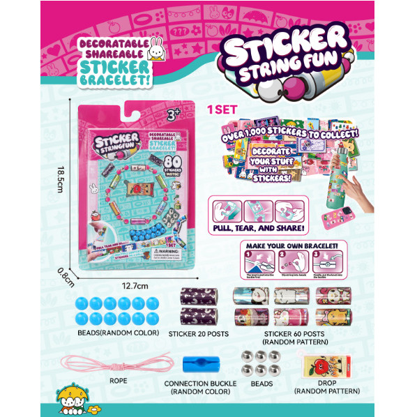 ขายร้อนพร้อมสต็อกของเล่นเด็กสติกเกอร์สร้อยข้อมือ STICKI ROLL ผลิตภัณฑ์สําเร็จรูป Creative ลูกปัดสติก