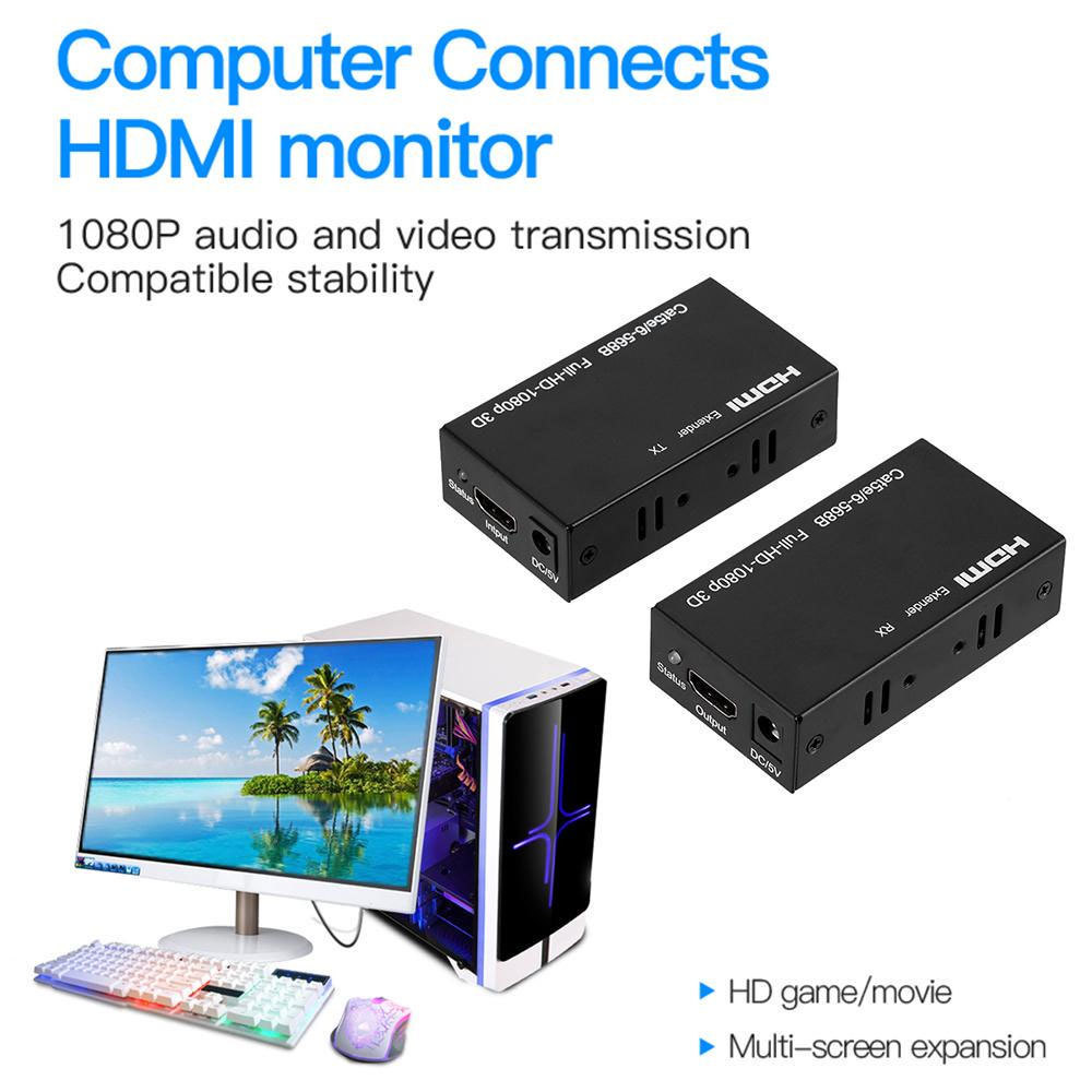 Amkle HDMI Over Ethernet Extender Cat5/6 1080P 60M - AM40 - 7RVA0IBK