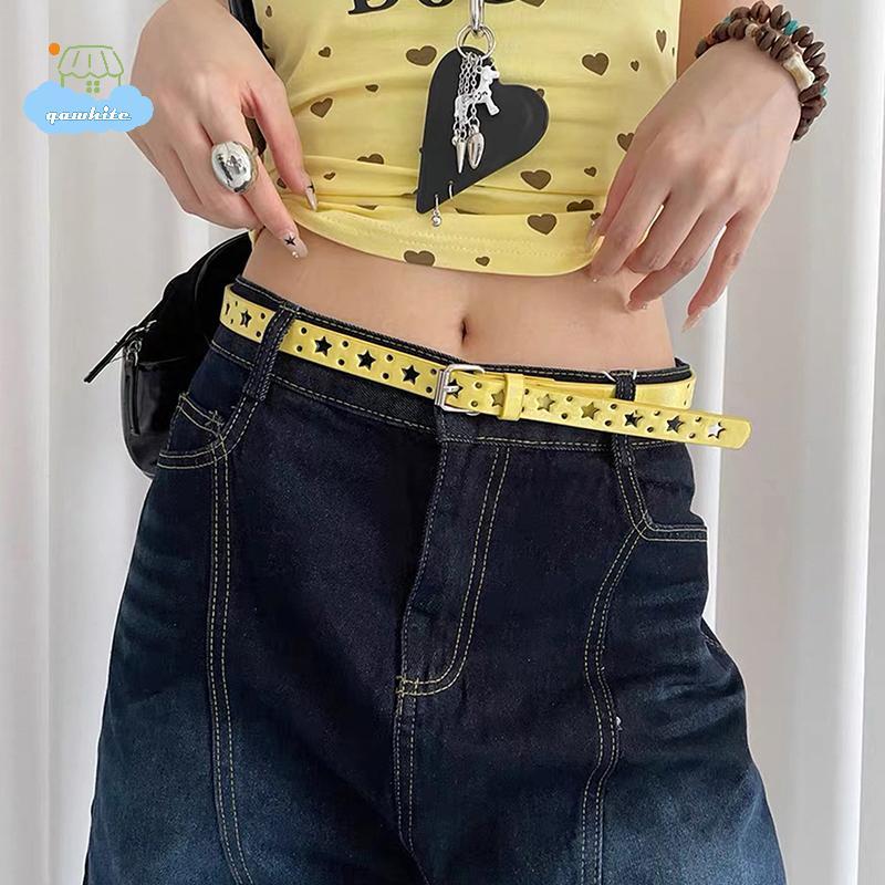 [LI] Summer Dopamine Lemon Yellow Womens Belt Trend Simple Belt Subculture Y2K Belt Punch Free Belt