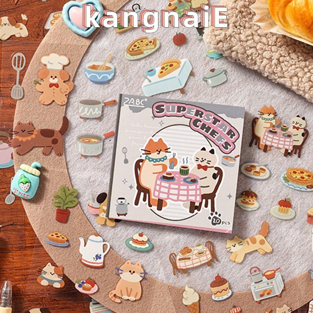 KANGNAI Cat Sticker Book, INS สไตล์การ์ตูน Die ตัดสติกเกอร์หนังสือ,น่ารัก PET คู่มือสติกเกอร์สําหรับ