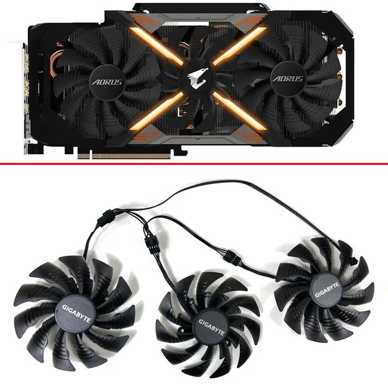 NEW พัดลมระบายความร้อน T129215BU PLD10015B12H 95 มม.4PIN สําหรับ Gigabyte AORUS GTX1070 1080 1080TI 