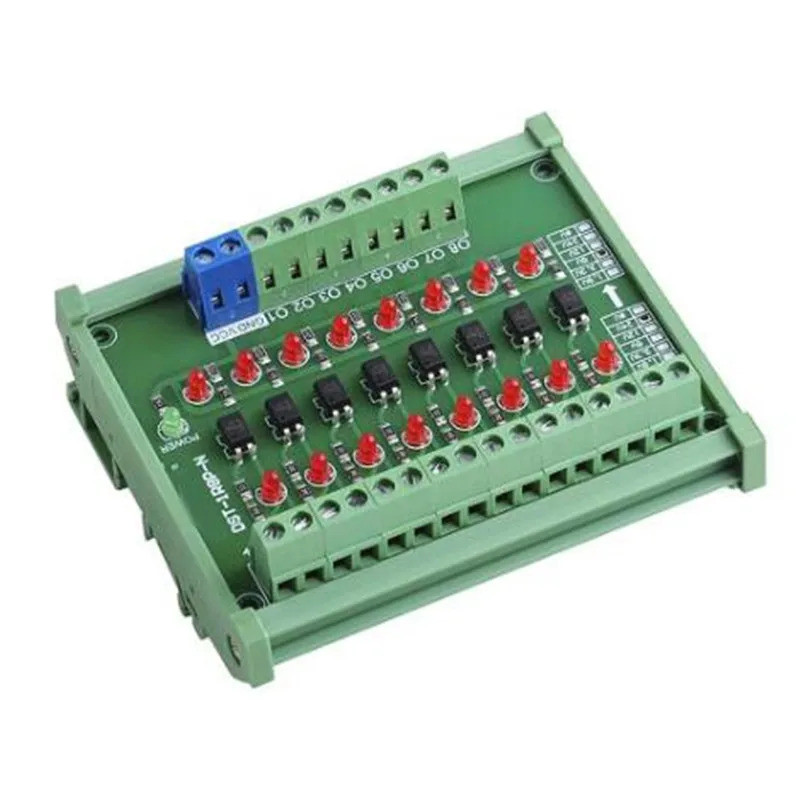 HB 8 Way Photoelectric โมดูลแยก PLC ระดับสัญญาณแรงดันไฟฟ้า Conversion Board NPN เอาต์พุต DST-1R8P-N