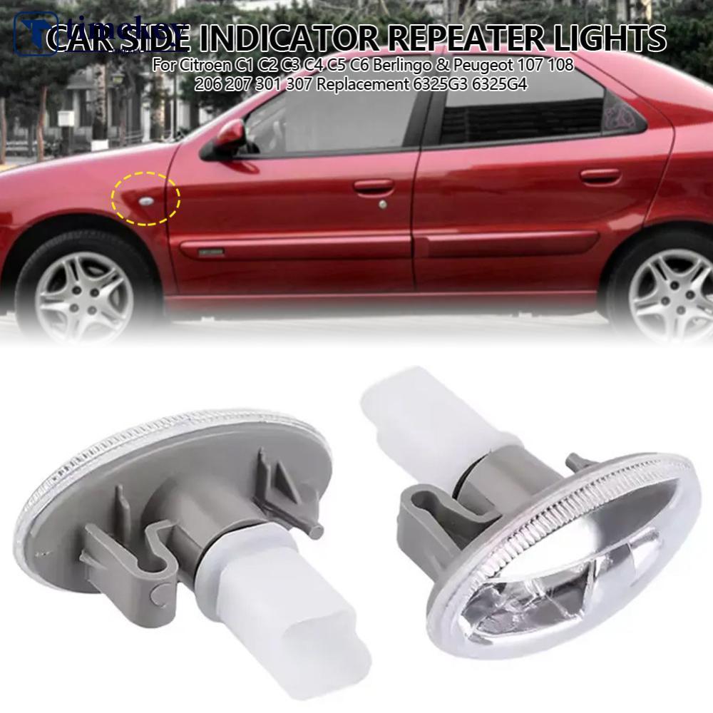 TIMEKEY 2 ชิ้นรถด้านข้างไฟแสดงสถานะ Repeater ไฟสําหรับ Citroen C1 C2 C3 C4 C5 C6 Berlingo & Peugeot 