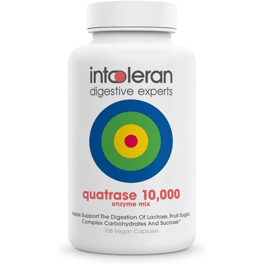 Intoleran Fodmix (Quatrase) เอนไซม์ย่อยอาหาร - 108 แคปซูล | อาหารเสริมโดสสูงสําหรับ FODMAP Intoleran