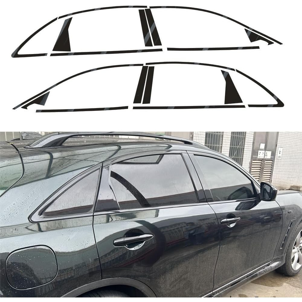 หน้าต่าง Trim Chrome ลบ Blackout Overlay Pre-Cut ไวนิลแท้ KK สําหรับ Infiniti QX70 FX35 FX35 FX50 20