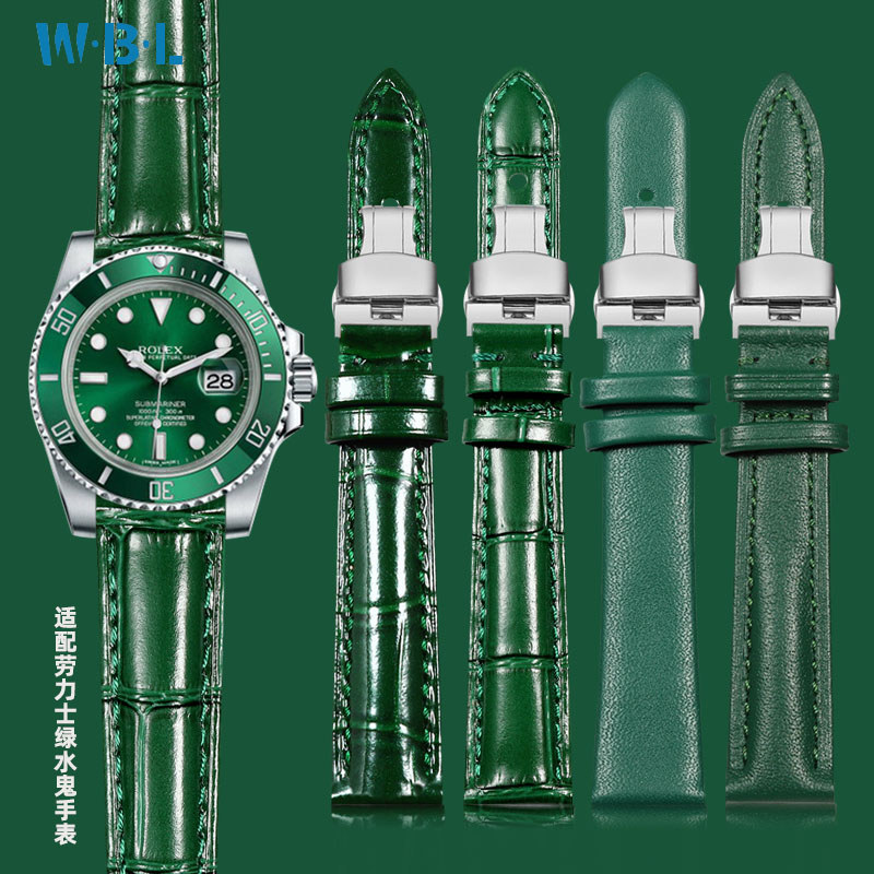 SMTB [จัดส่งจากประเทศไทย] เหมาะสําหรับ Rolex Green Water Ghost สายนาฬิกาหนังแท้ผู้ชายผู้หญิง Daytona