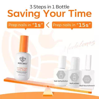 Modelones 3in1 น้ำยาปรับสภาพเล็บ+ไพรเมอร์+บำรุง เล็บแข็งแรง ปราศจาก HEMA 15ml ดูแลหนังกำพร้า