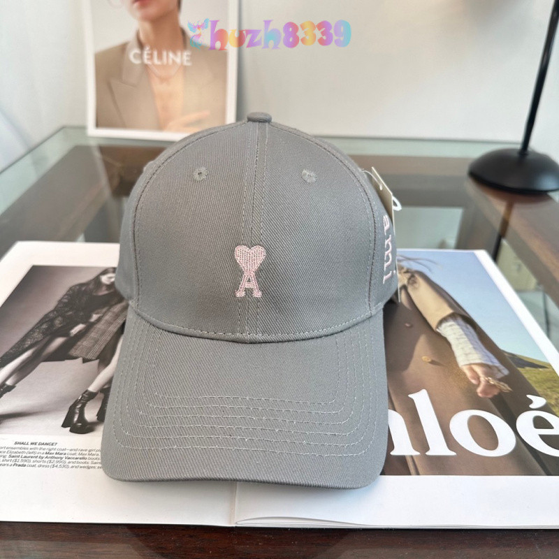 Ami ป้ายปักหมวกเบสบอลปีกโค้งหมวกด้านบนแข็งหมวกกันแดด Unisex หมวกกันแดด185387 RSRJ