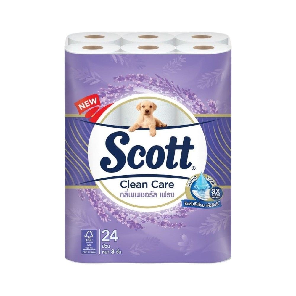 [สินค้าส่งด่วน] สก๊อตต์ คลีนแคร์กลิ่นเนเชอรัลเฟรช 24ม้วน SCOTT CLEAN CARE NATURAL FRESH 24ROLLS