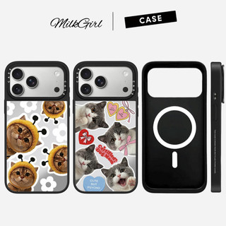 กระจกแม่เหล็กแมวน่ารักเคสโทรศัพท์สําหรับiPhone 17 Pro Max 17 Air 16 Plus 15 14 13 12 11 กันกระแทกป้องกันปลอก