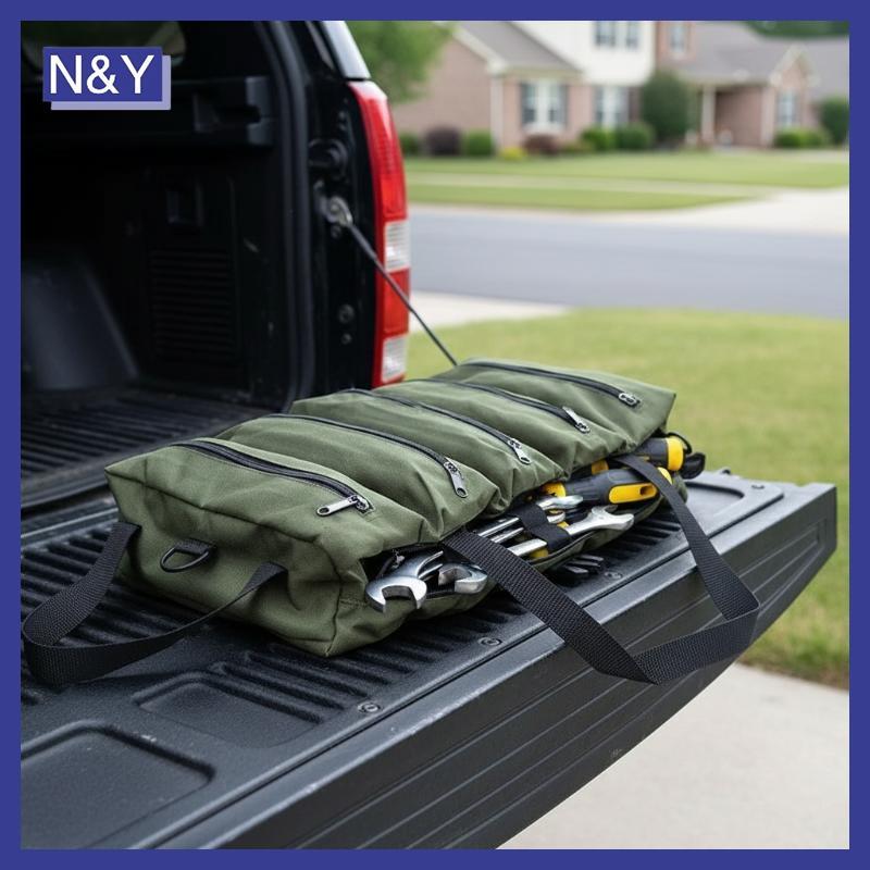 N&Y Heavy Duty แบบพกพาเครื่องมือม้วนกระเป๋า 18.5 นิ้วที่ถอดออกได้สําหรับ Mechanics Home Garage และ V
