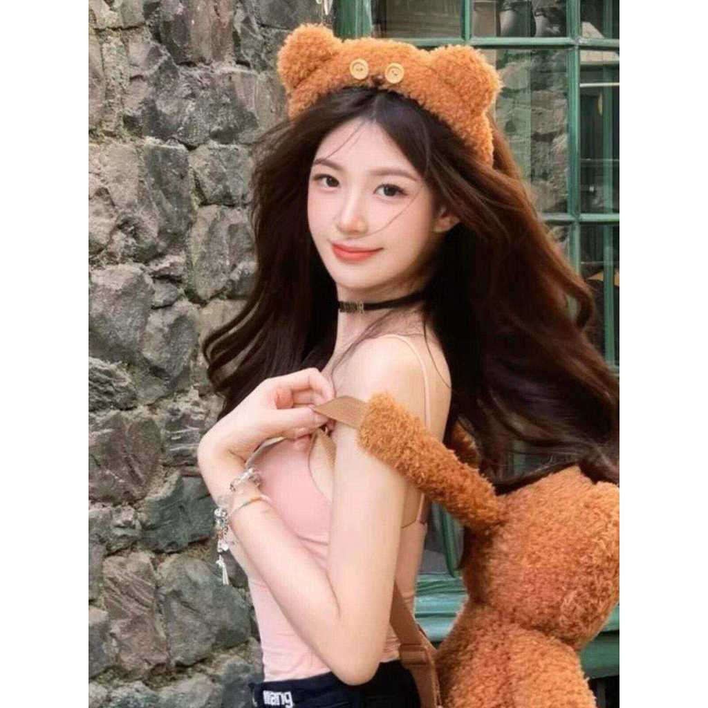Universal Studios Tim Bear Headband หญิงน่ารักการ์ตูน Plush Face Wash Headband Disney Play Photo Hai