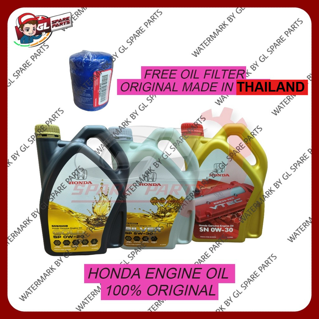 เข้ากันได้กับน้ํามันเครื่อง HONDA 0W20 / 0W30 / 5W30 FULLY SEMI SYNTHETIC OIL (4L)*ฟรีกรองน้ํามัน 15