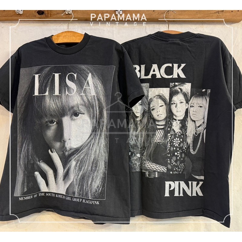 [ LISA ] BLACK PINK K-POP BOOTLEG เสื้อวง ทัวร์ เสื้อวินเทจ papamama vintage shirt
