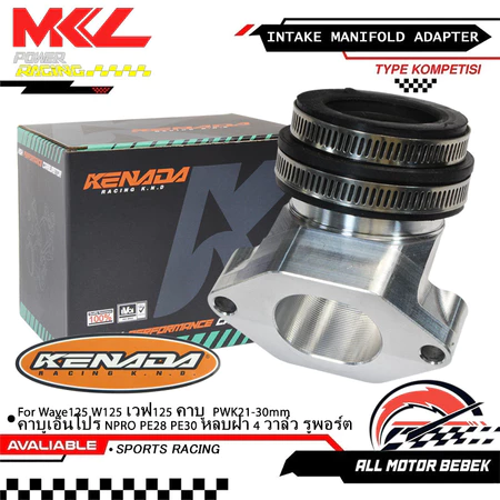 KENADA RACING JT13 คอหรีด CNC คอหลีด คอคาร์บู ใส่ Wave125 W125 เวฟ125 คาบู PWK21-30mm คาบูเอ็นโปร NPRO PE28 PE30 หลบฝา 4