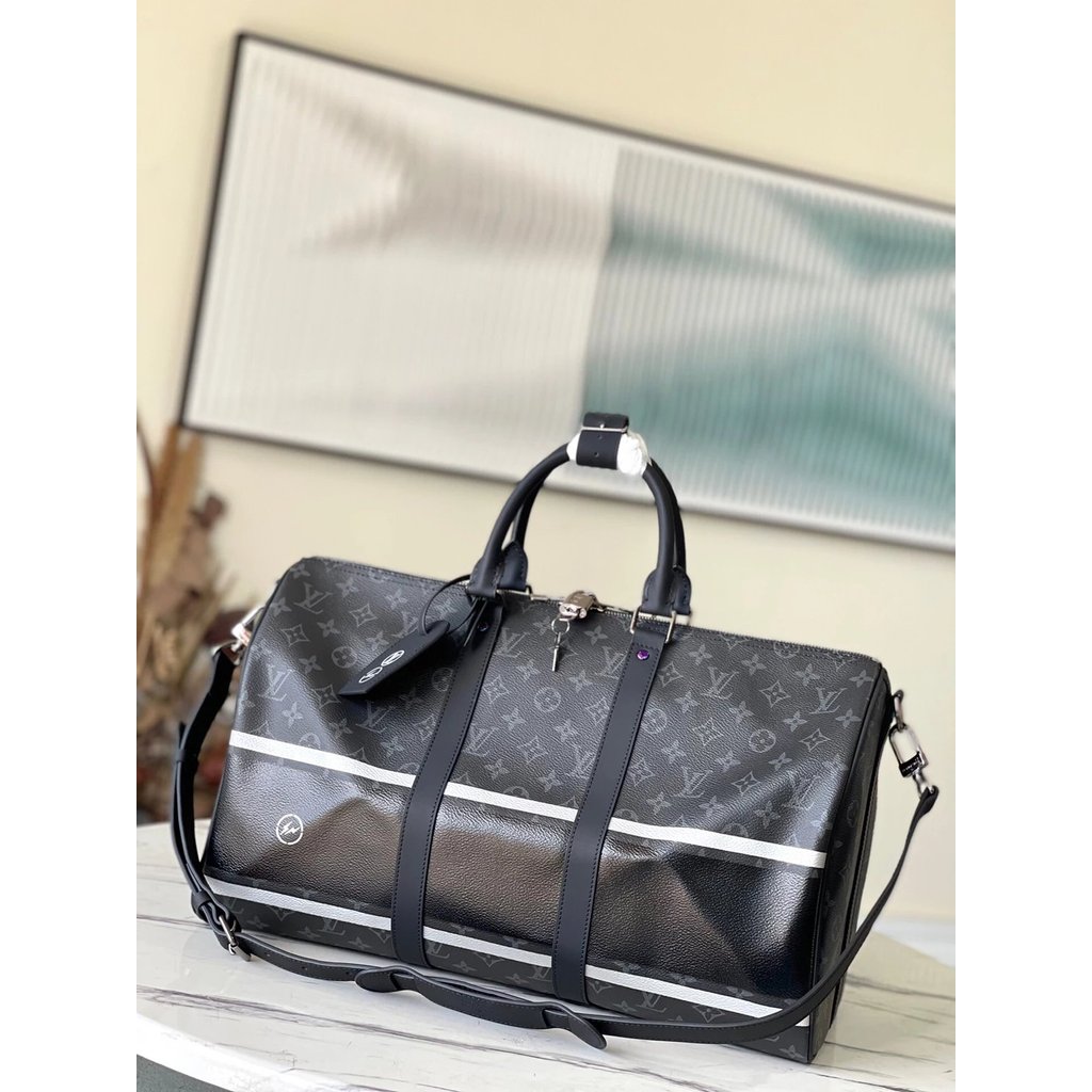 Louis Vuitton Hiroshi Fujiwara Cooperative Design KEEPALL 45 กระเป๋าเดินทาง Ronghui ยี่ห้อ Original 