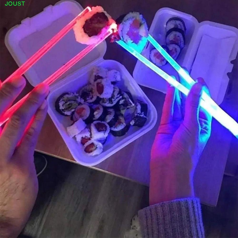 JOUST 1 คู่ Light Up ตะเกียบ, LED Bright LightSaber ตะเกียบ, Mini Lightsaber อาหารที่มีสีสันปลอดภัยที่ถอดออกได้เรืองแสง Chop Sticks Party Supplies