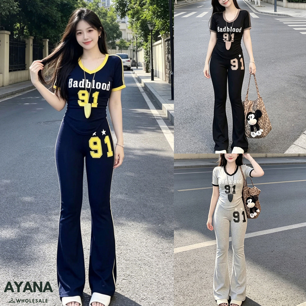 ชุดเซ็ตแฟชั่นคุ้มเวอร์ 2 ชิ้น เสื้อ+กางเกงขายาว ทรงขาม้าเล็ก ใส่ได้บ่อยไม่มีเอาท์