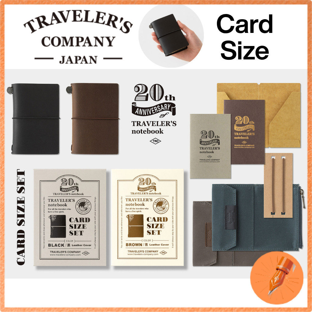 Travelers Notebook Card Size 20th Anniversary Edition Brown / Black , 15411006 / 15412006
