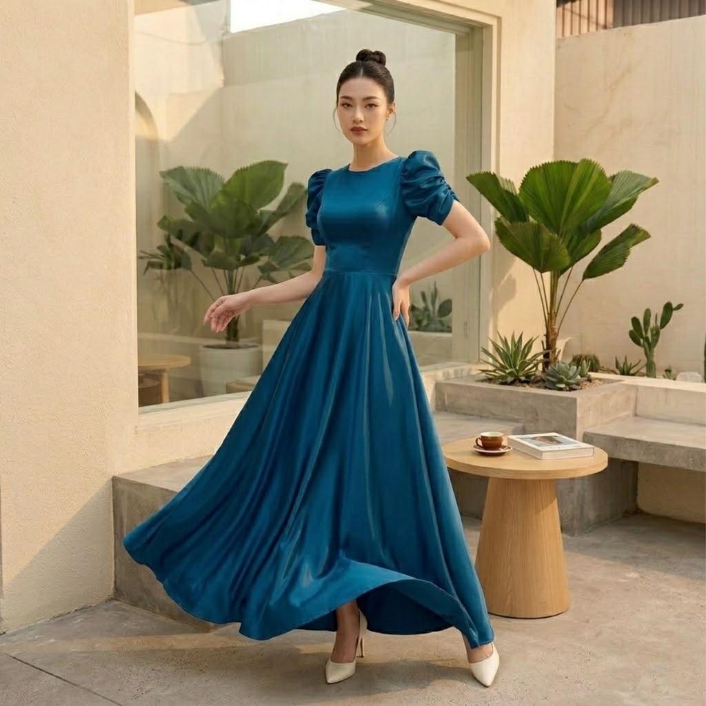 G244 MARINA MAXI DRESS FOR PARTY, SATIN VELVET, MODERN | SIMPLE ELEGANT PREWEDDING DRESS | BEAUTIFUL