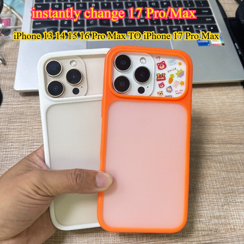 เคสโทรศัพท์แบบแข็งเคลือบหน้าต่างขนาดใหญ่โปร่งแสงเหมาะสําหรับ iPhone 13 14 15 16 Pro Max เปลี่ยนถึง 17 Pro Max