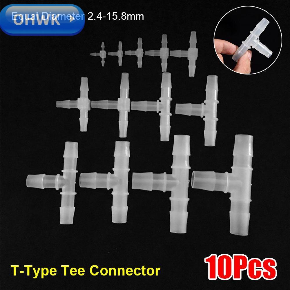 OHWK 10 ชิ้น 3 ทางเชื่อมต่อ, Equal เส้นผ่านศูนย์กลางพลาสติก T-Type Tee Connector, 1.6-15.8 มิลลิเมตร