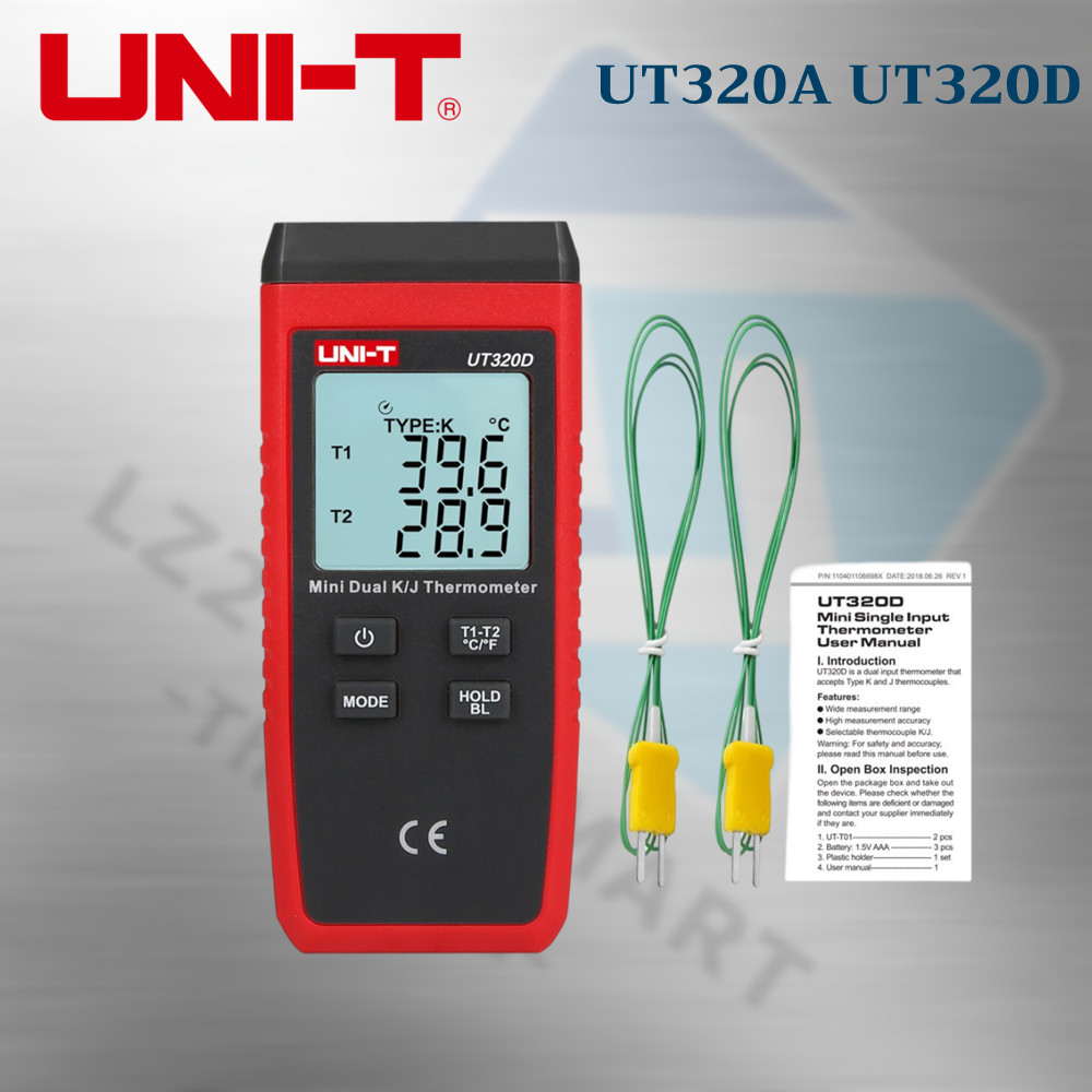UNI-T UT320D UT320A เครื่องวัดอุณหภูมิ แบบสัมผัส ขนาดเล็ก เทอร์โมสตัท ช่องคู่ K/J เพื่อจัดเก็บข้อมูล