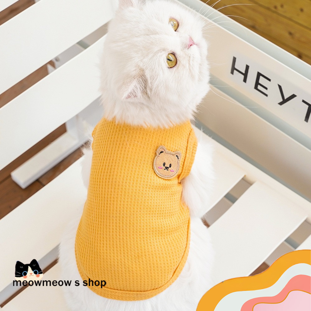 👕เสื้อแมวกันขนร่วง เสื้อกั๊กลายวาฟเฟิลบางเบา 😺สำหรับลูกแมว ฤดูร้อน ใส่สบายระบายอากาศ ⚡ พร้อมส่ง ส่งเร็ว ราคาคุ้มค่า