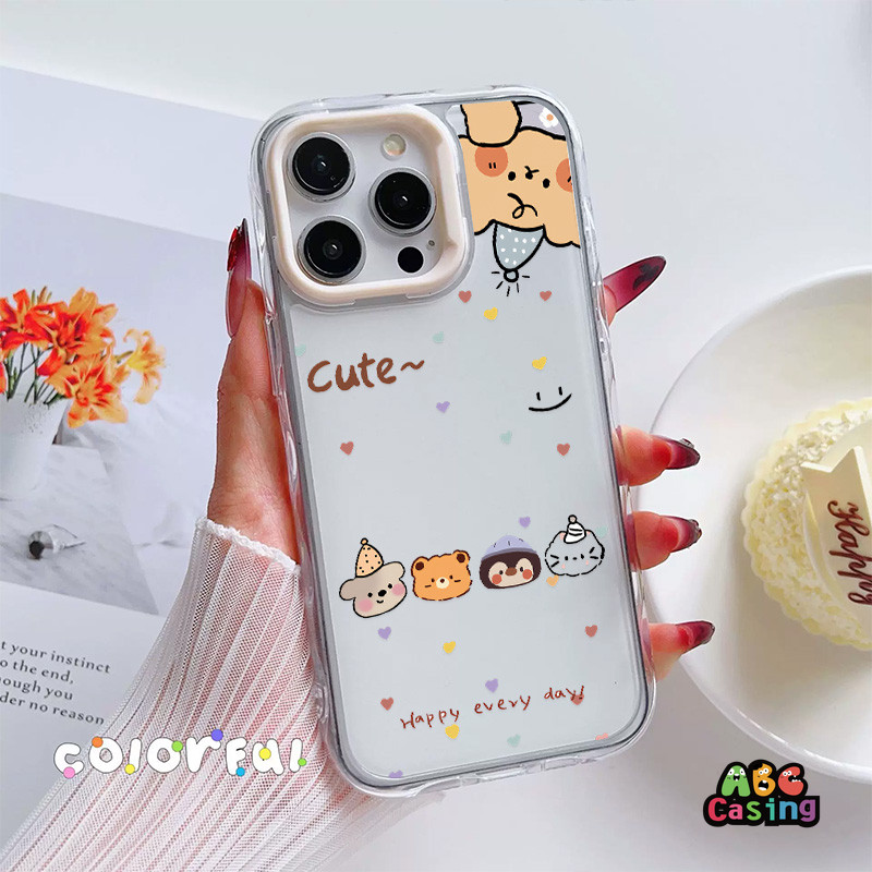 เคสไอโฟน 13 สำหรับ IPhone 11 16 17 14 12 15 Pro Max 14 16 15 Plus 12 15 14 16 13 11 Pro เคสโทรศัพท์หมีการ์ตูน