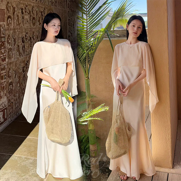 Red Berry เดรสยาวสายเดี่ยวสำหรับงานเลี้ยง ปาร์ตี้ สไตล์ฝรั่งเศส ผู้หญิง 99411
