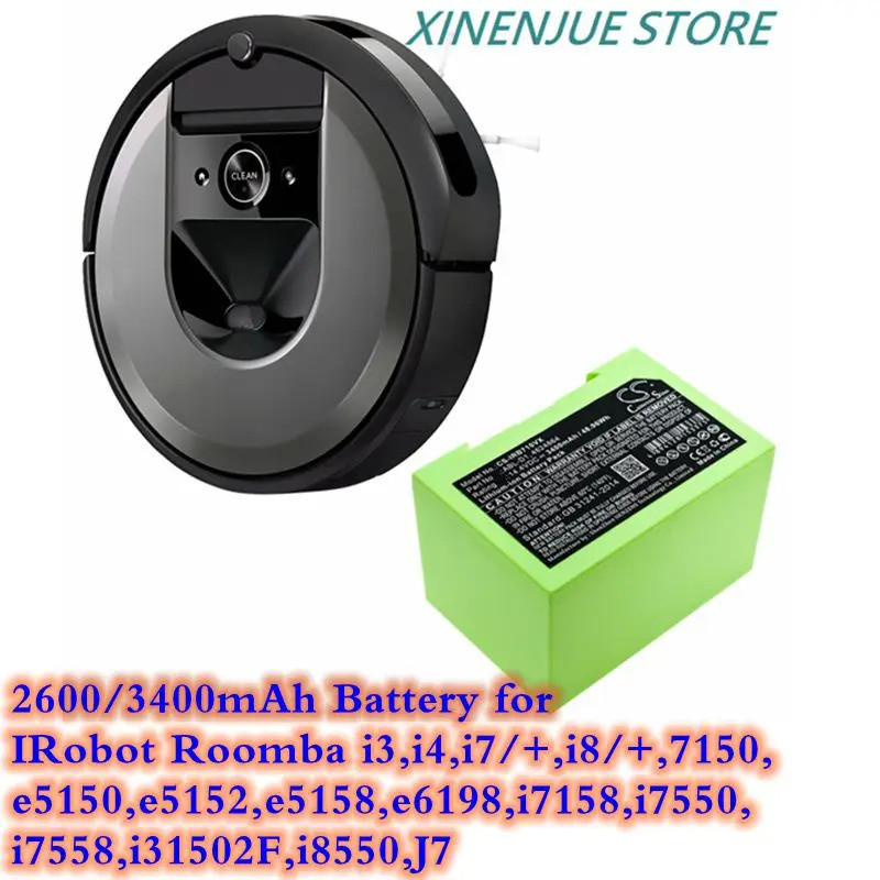 2600/3400mAh แบตเตอรี่ ABL-D1 สําหรับ IRobot Roomba i3,i4,i7/+,i8/+,7150,e5150,e5152,e5158,e6198,i75
