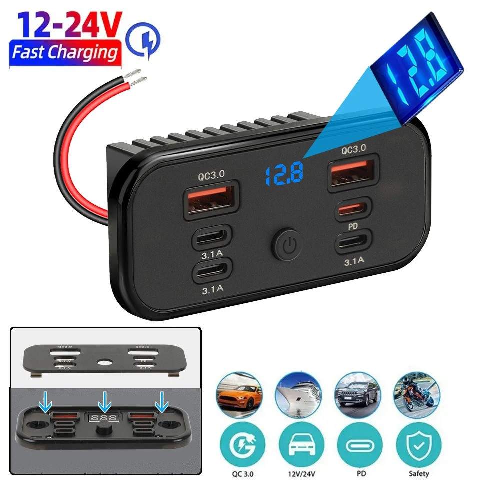 96W PD30W QC3.0 18W รถ Fast Charging Universal USB Type-C Power Outlet Quick Charger Adapter สําหรับ