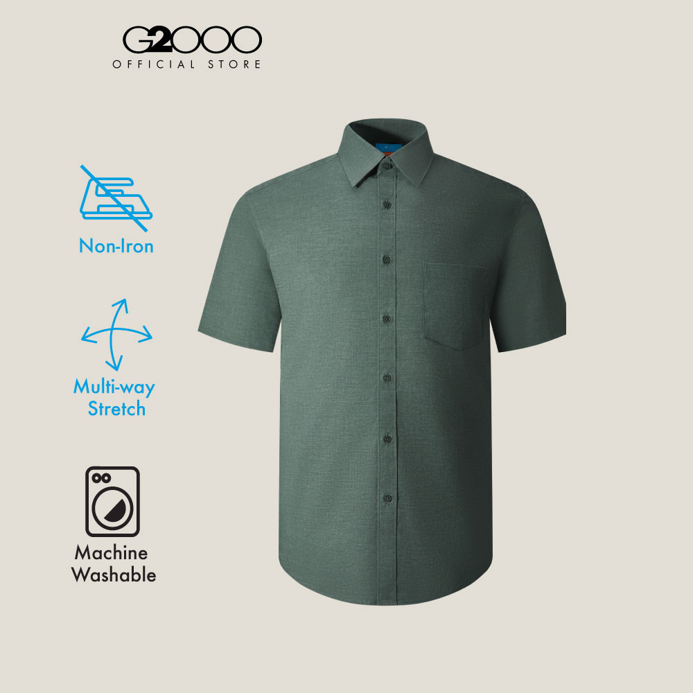 G2000 เสื้อเชิ้ตแขนสั้นแบบทางการสำหรับผู้ชาย Smart Fit รุ่น 2113101248 GREEN