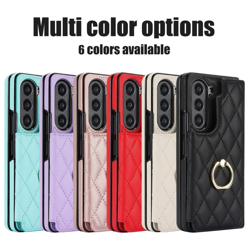 Zfold5 หัวเข็มขัดเหมาะสําหรับ Samsung 4 การ์ดซองหนัง 6 พลิกการค้าต่างประเทศ zfold3 แหวนเคสพับ Dual Y