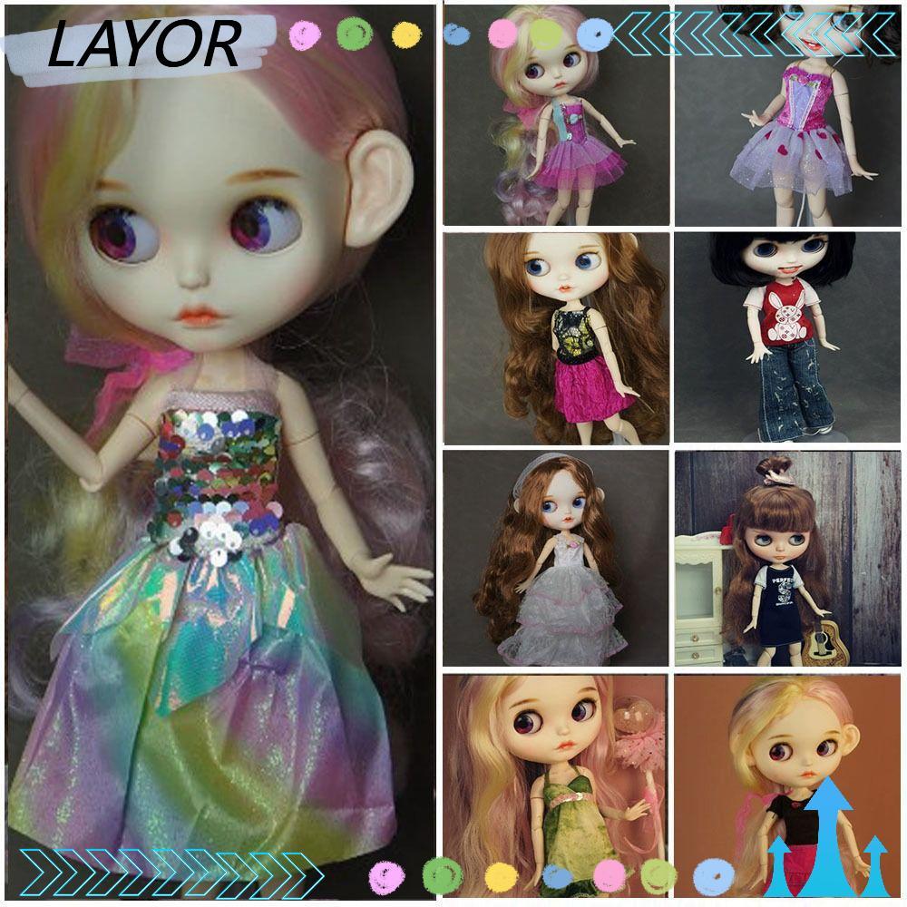 LAYOR Elegant T-shirt Dresses, DIY Accessories Fashion Doll Simple Dresses, Gift Toys Mini Cute Prin